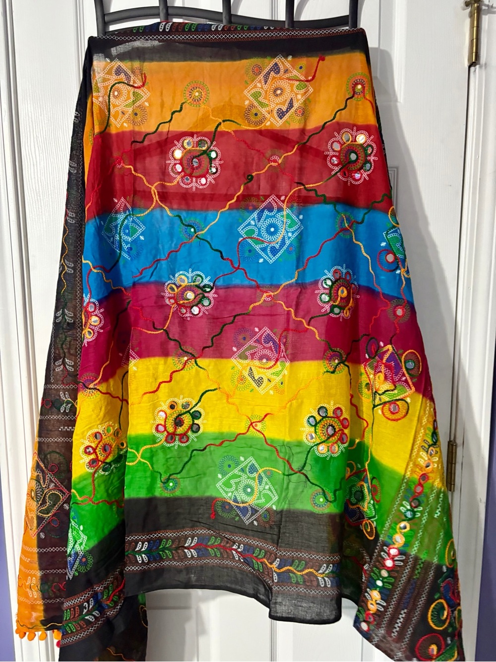 Rajasthani/ Gujarat phulkari Navaratri Multicolor rainbow with mirror work